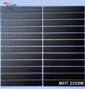 GẠCH MOSAIC QUE ĐŨA MÀU ĐEN MEN TRƠN MHT 2208M