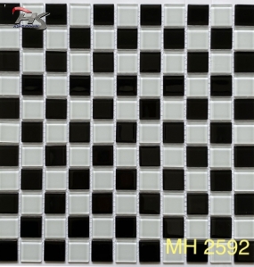 GẠCH TRANG TRÍ MOSAIC THỦY TINH TRẮNG ĐEN MH 2592